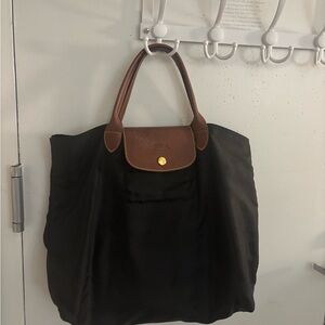Longchamp Black and Brown Tote Bag